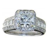 18kt Gold 3.76 ct Cushion VS Lab Diamond Ring