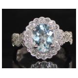 14k Gold 1.91 ct Aquamarine & Diamond Ring