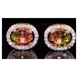 Oval 3.50 ct Watermelon Tourmaline Earrings