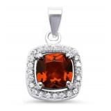 Cushion Cut 2.25 ct Garnet & White Topaz Pendant