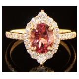 14K Rose Gold 1.68 ct Tourmaline &  Diamond Ring