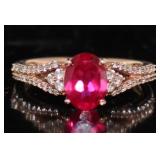 10kt Rose Gold Ruby & White Topaz Ring