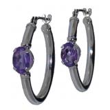 14kt Gold 18.2 mm Amethyst Hoop Earrings