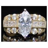 14kt Gold 2.50 ct Marquise White Topaz Ring