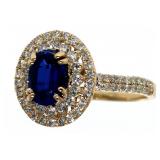14kt Gold 1.57 ct Oval Sapphire & Diamond Ring