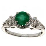 10k Gold 0.92 ct Emerald & Diamond Ring