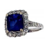 14k Gold 5.85 ct Sapphire & Diamond Ring