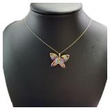 10kt Gold Genuine Gemstone Butterfly Necklace