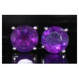 10kt Gold Natural Amethyst Solitaire Earrings