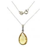 Pear Cut Natural 6.05ct Golden Citrine Pendant