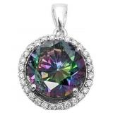 Round Cut Halo 3.50 ct Mystic Topaz Pendant