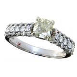 14kt White Gold 1.41 ct Cushion Cut Diamond Ring