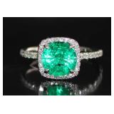 14kt Gold 2.21 ct Emerald & Diamond Ring