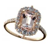 14kt Gold 2.04 ct Morganite & Diamond Ring