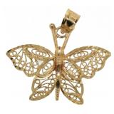 14kt Gold Large Filigree Butterfly Pendant