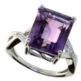 Emerald Cut 5.03 ct Amethyst & Diamond Ring