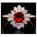 Stunning 2.68 ct Ruby & White Topaz Cocktail Ring