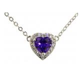 Stunning Amethyst & White Topaz Heart Necklace