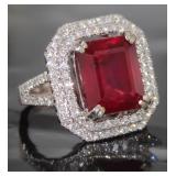 14kt Gold 11.27 ct Ruby and Diamond Ring