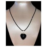 Natural Black Spinel Heart Necklace