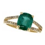 14k Gold 2.41 ct Natural Emerald & Diamond Ring