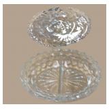 Silver Overlay Platter & Fostoria Divided Dish