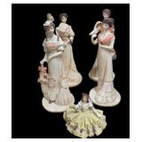 (4) Victorian Ladies & Miniature German Figure