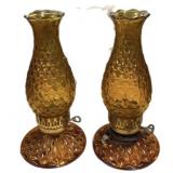 Pair Amber Lamps