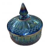 Blue Carnival Glass Candy Dish