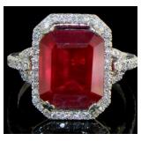 14kt Gold 8.06 ct Ruby and Diamond Ring