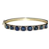 14kt Gold 5.90 ct Sapphire & Diamond Cuff Bracelet