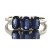 Genuine 1.54 ct Blue Kyanite 3 Stone Designer Ring