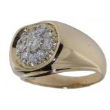 14k Gold Gents 1.00 ct KY Cluster Diamond Ring