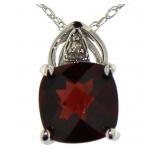 10kt Gold Cushion Cut Garnet & Diamond Necklacee