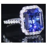 14k Gold 10.31 ct Sapphire & Diamond Ring