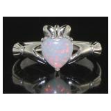 Beautiful White Opal Heart Ring