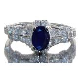 14kt Gold Natural 1.50 ct Sapphire & Diamond Ring