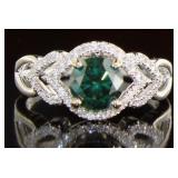 14kt Gold 1.37 ct Round Green Diamond Ring