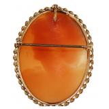 10kt Gold Antique Shell Cameo Brooch-Pendant