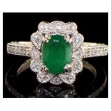 14K White Gold 1.64 ct Emerald and Diamond Ring