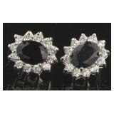 Genuine 4.00 ct Oval Sapphire Earrings