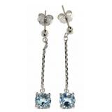 Stunning 1.50 ct Round Blue Topaz Dangle Earrings