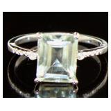 Natural 4.87 ct Green Amethyst & Diamond Ring