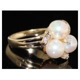 14kt Pearl & Diamond Ring