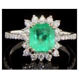 14kt Gold 1.81 ct Natural Emerald & Diamond Ring