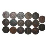 Collection of (17) Mixed Date Copper Large Cents