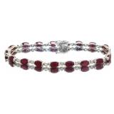 Oval 10.85 ct Natural Ruby & Zircon Bracelet