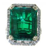 14kt Gold 17.93 ct Emerald & Diamond Ring