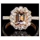 14kt Rose Gold 2.13 ct  Morganite & Diamond Ring