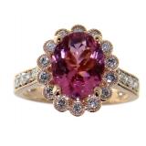 14Kt Rose Gold 2.56 ct Tourmaline and Diamond Ring